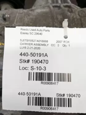 440-50191A ACURA Carrier Rear Axle Rdx #2
