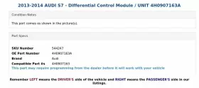 4H0907163A AUDI Differential Control Module Unit S7 #3