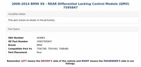 33607595847 BMW Rear Differential Locking Control Module Qmv #3