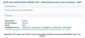 5A11E72 BMW Xdrive Rear Differential Control Module Unit G30 #3