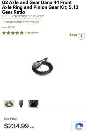 2-2051-513R G2 AXLE AND GEAR Front Ring Pinion Kit Dana