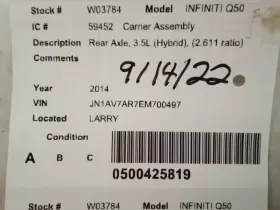 440-59452 INFINITI Carrier Rear Axle Hybrid