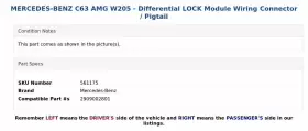 2909002801 MERCEDES Differential Lock Module Wiring Connector #3