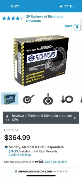 4901181 RICHMOND High Performance Ring Pinion Set