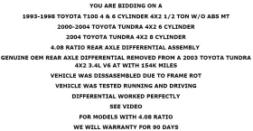 4111034031 TOYOTA Rear Axle Differential T100 Tundra #2