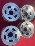 4) 16.5 X 8.25 Vintage Aluminum Slotted Mag Wheels 8x6.5 Ford Chevy Dodge. Fixed Price $750.00.