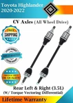 New Oe Rear Cv Axles For 2020-2022 Toyota Highlander 3.5l 4x4 Lifetime Warranty. Fixed Price $278.05.