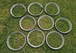 Set Of 9 Vintage Stainless Beauty Rings For 15" Wheels 4 Trim Rims 1940s Ford. Fixed Price $129.00.
