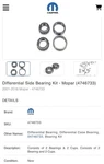 New Genuine Mopar 04746733 Differential Side Bearing Kit Jeep Dodge Ram. Fixed Price $44.85.