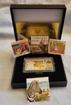 Zimbabwe Silver Gold Bar Coa Box Old Zebra Rhino Stamps Case Africa Hut Hiv Aids. Fixed Price $47.08.