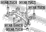Febest Hyab-sanc6 Differential Mount Bushing For Hyundai Tucson 2005-2012. Fixed Price $38.99.